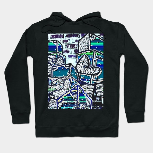 Punk Robots blue Hoodie by LowEndGraphics